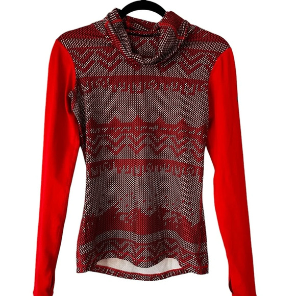 Nike Tops - Nike Pro Women's Red White Hyperwarm Nordic Infinity Long Sleeve Shirt
